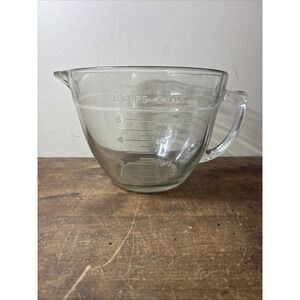 Vintage Anchor Hocking Batter Measuring Cup Mixing Bowl 8 Cup 2 Qt Handle Glass
